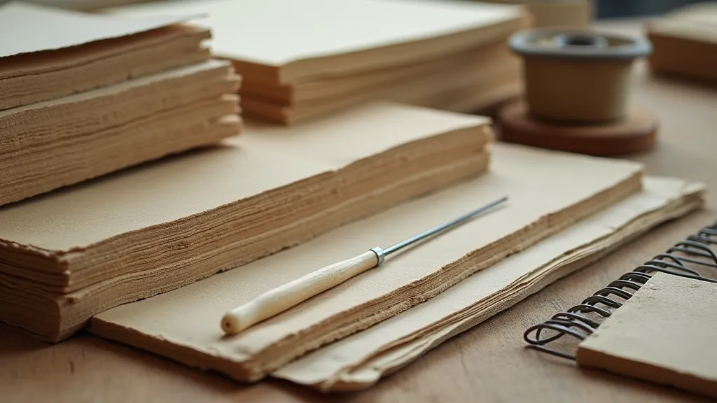 Various bookbinding tools and materials