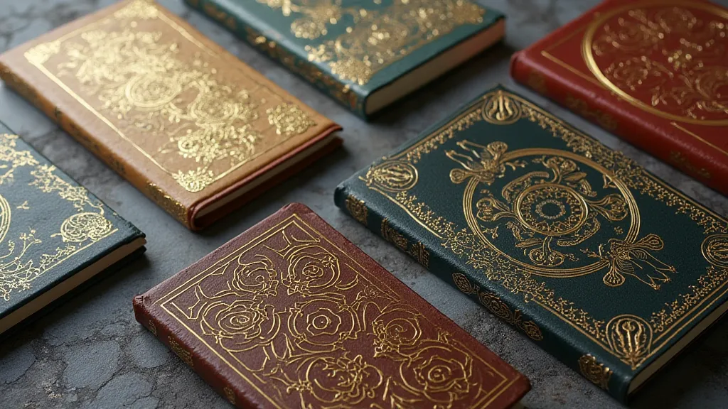 Collection of different book cover designs incorporating embossing