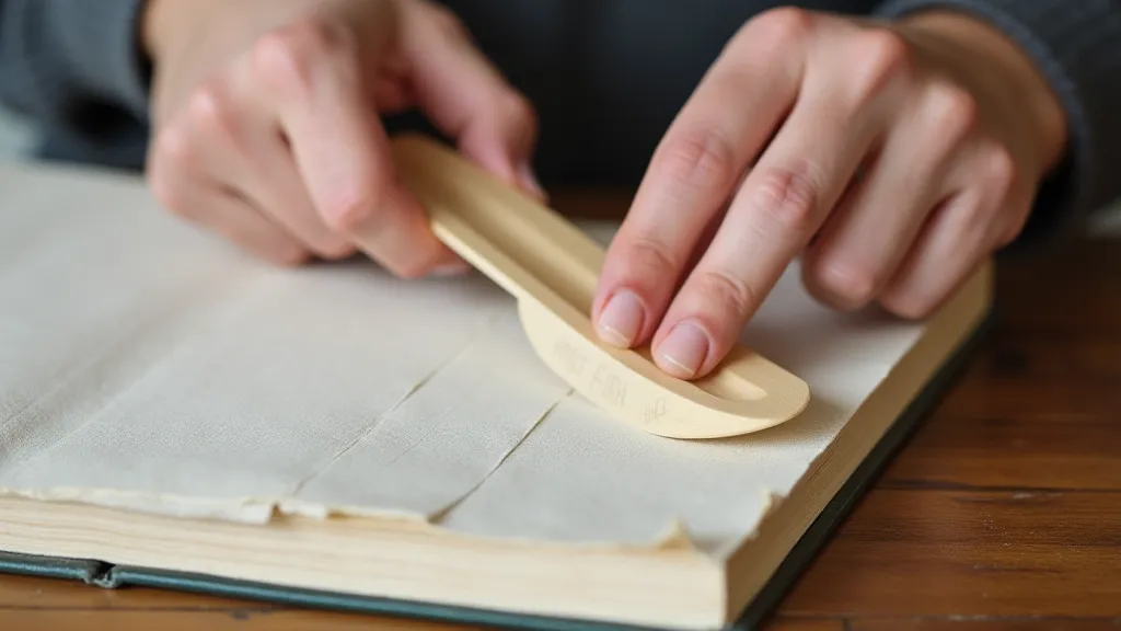 Smoothing bookcloth over a book cover