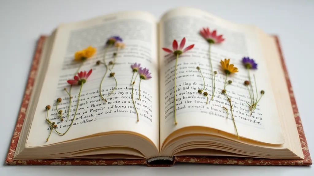 Finished upcycled book with pressed flowers