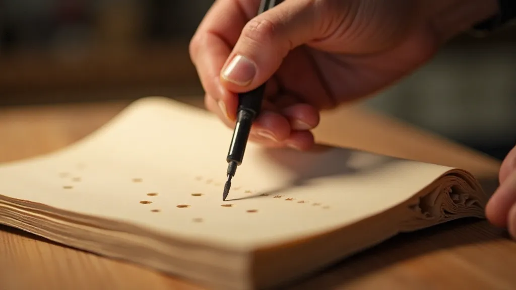 Hand punching holes in paper