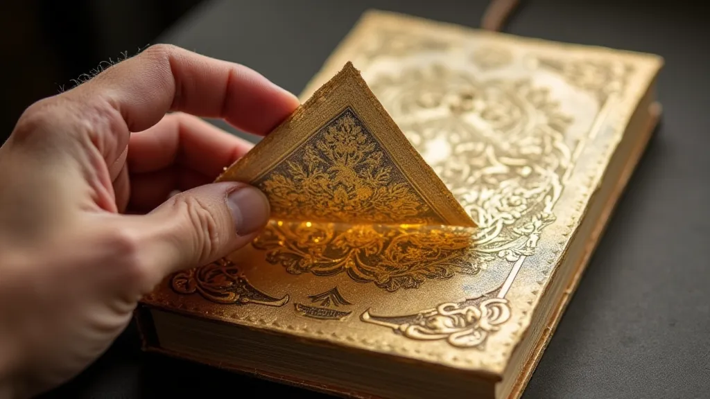 Peeling foil from a book cover
