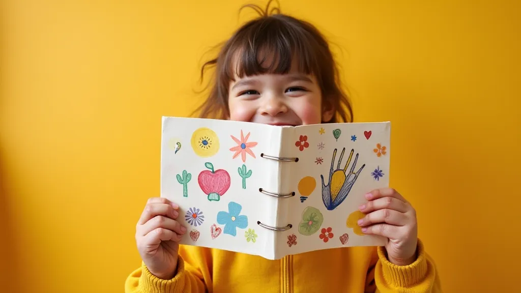 Child holding stapled book